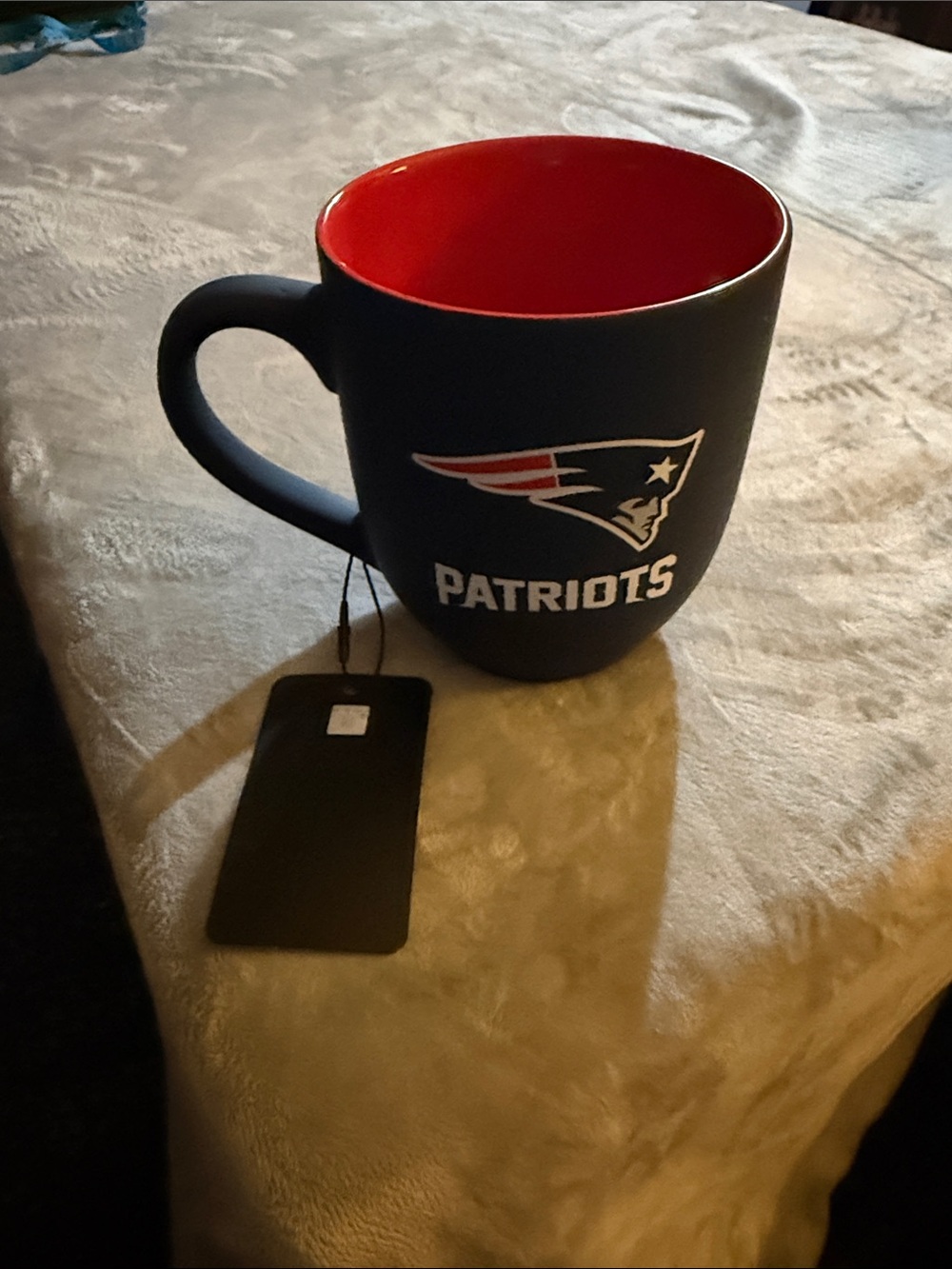 NFL Patriots Matte Navy Mug with Red Interior and Team Logo